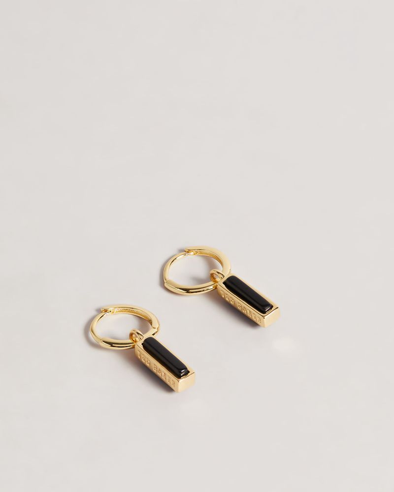 Ted Baker Gwennie Tbj2977 Gem Bar Huggie Earring Smycken Dam Svarta Guld | IAO-435871