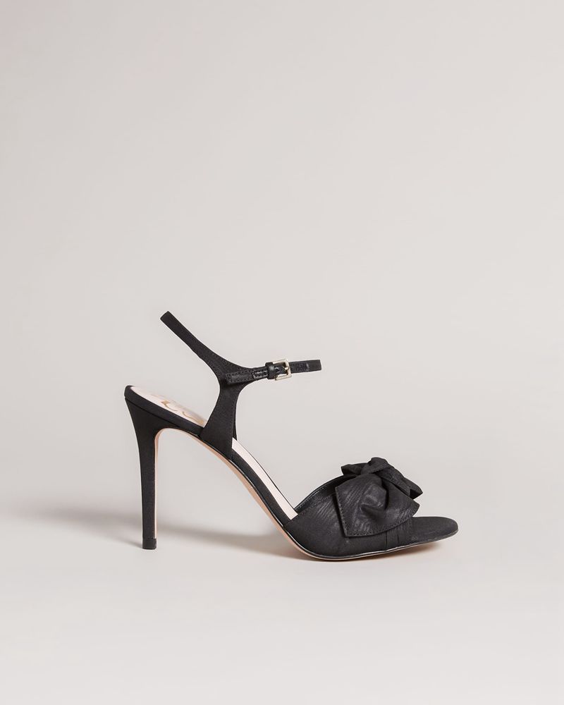 Ted Baker Heevia Moire Satin Bow Höga Klackar Dam Svarta | CYM-623140