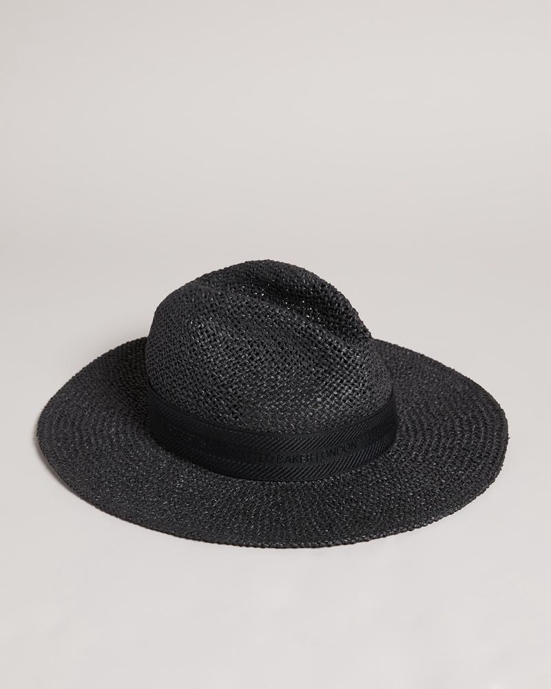 Ted Baker Hiltins Straw Webbing Band Panama Hatt Herr Svarta | HYE-531720