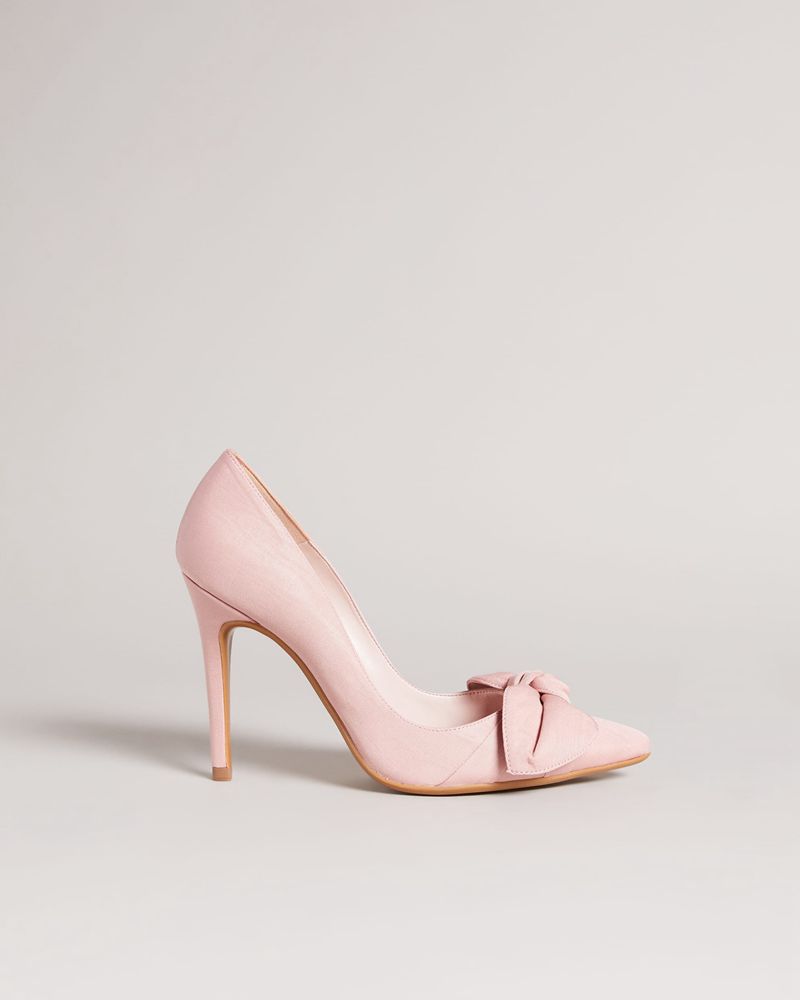 Ted Baker Hyana Moire Satin Bow Court Höga Klackar Dam Rosa | UJS-465812