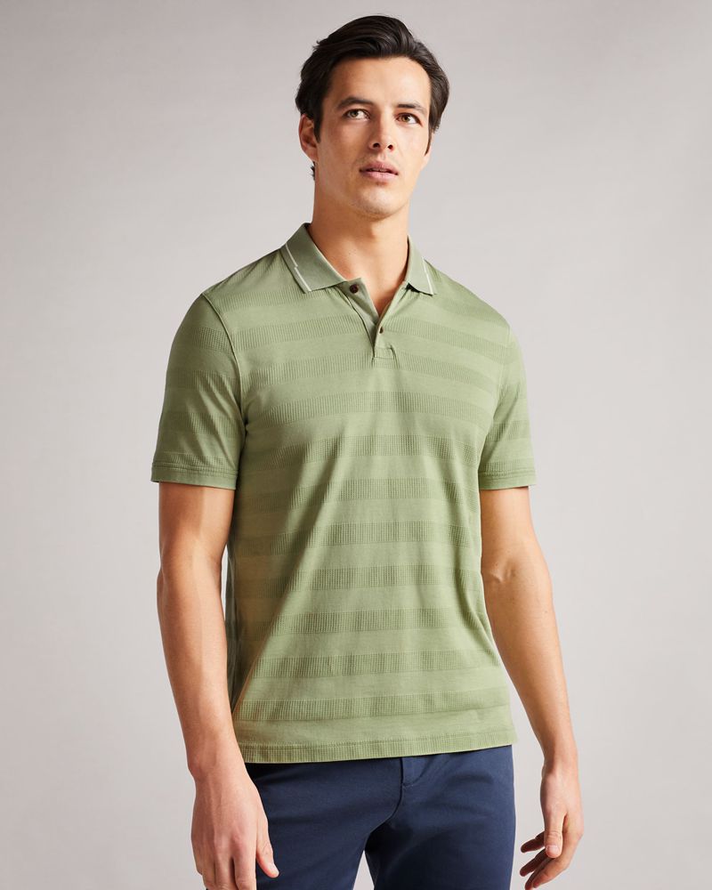 Ted Baker Irby Ss Textured Stripe Polo Blast Herr Gröna | QEV-497830