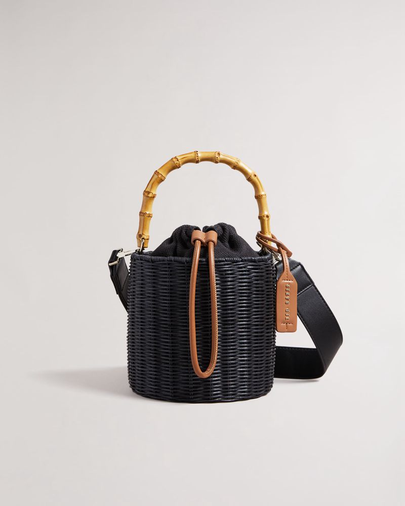 Ted Baker Jayriri Basket Weave Bucket Crossbody Väska Dam Svarta | NMH-436210