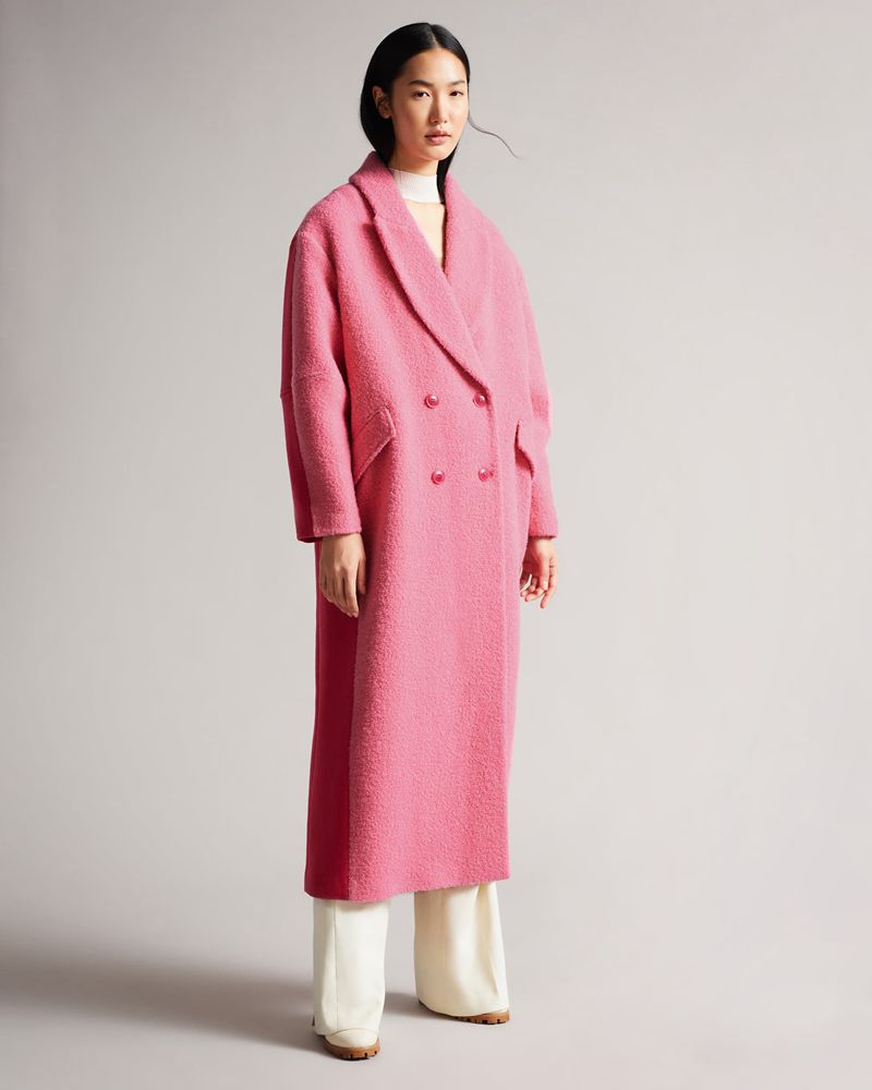 Ted Baker Jjoelle Fabric Blocked Oversized Crombie Rockar Dam Rosa | PEL-342019