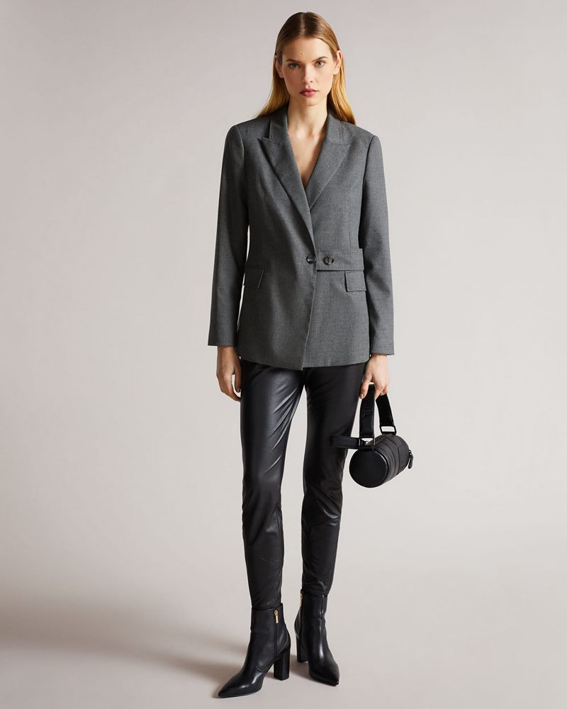 Ted Baker Joanni Peak Lapel Blazer With Midja Tab Jacka Dam Gray | PVO-179562