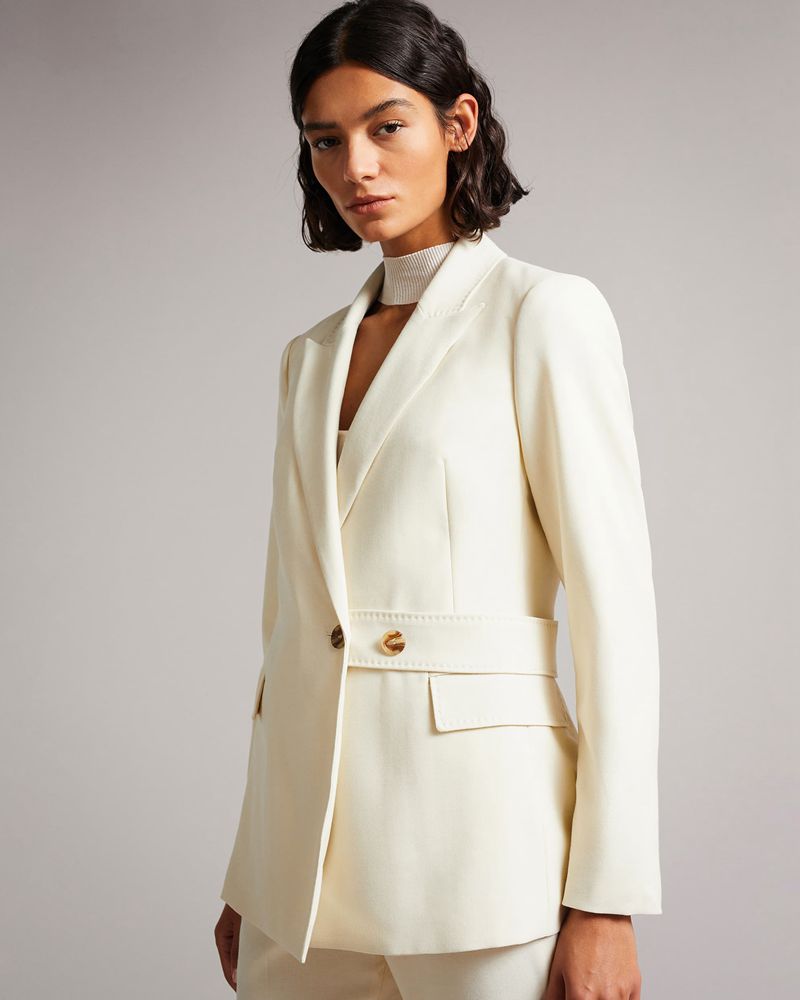 Ted Baker Joanni Peak Lapel Blazer With Midja Tab Jacka Dam Vita | UHV-307624