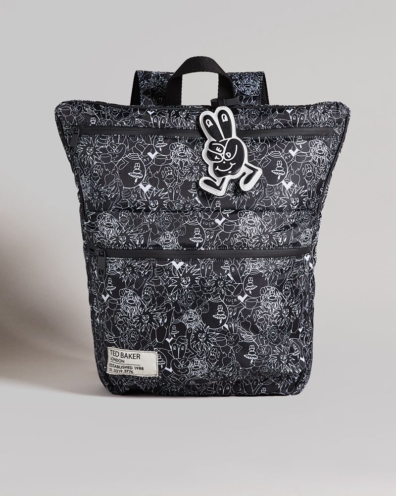 Ted Baker Karev Scribble Printed Nylon Ryggsäck Herr Svarta | JLN-937140