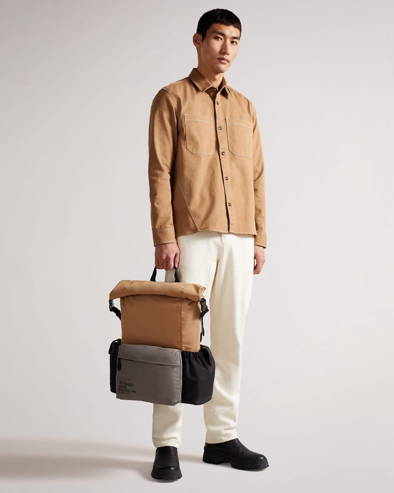 Ted Baker Leytun Twill Shacket Skjorta Herr Bruna | FTW-490762