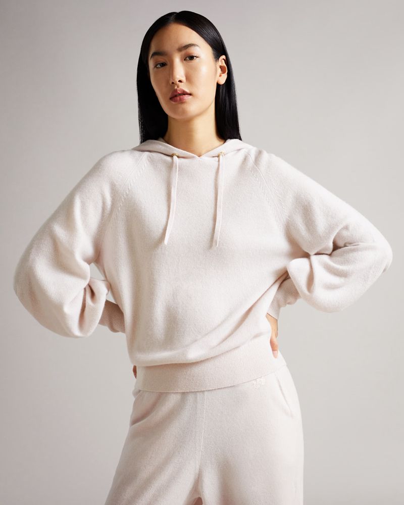 Ted Baker Liilani Long Sleeved Organic Cashmere Hoodie Blast Dam Rosa | BWN-760598