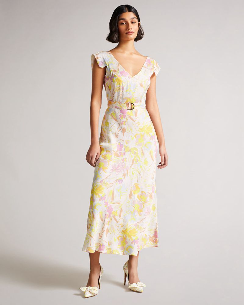 Ted Baker Necole Printed Tea Klänning Dam Vita | RTE-301847