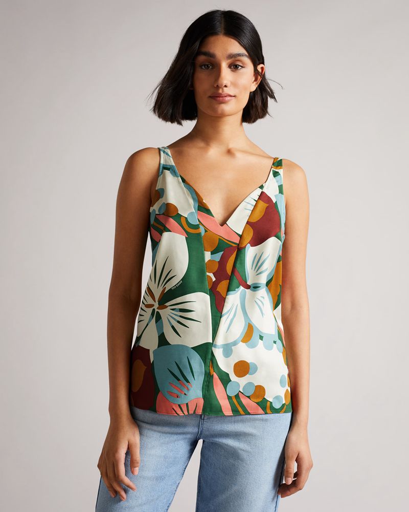 Ted Baker Nethy Double Layer Effect Cami Blast Dam Gröna | USY-083721