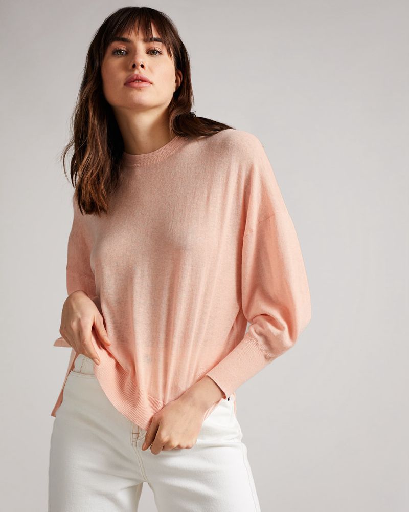 Ted Baker Nicci Sleeve Detailed Stickat Dam Rosa | JUF-651437