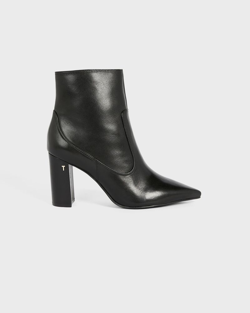 Ted Baker Nysha Läder Block Ankle Höga Klackar Dam Svarta | HNV-741059