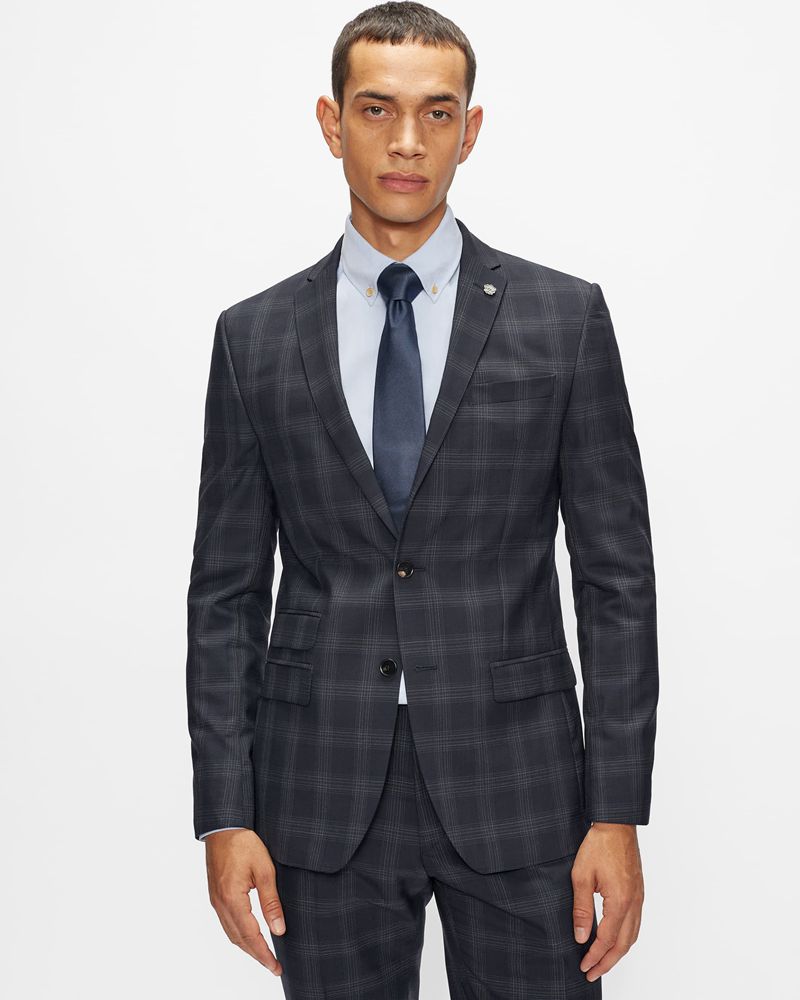 Ted Baker Oakhajs Slim Fit Checked Kostymer Herr Marinblå | LFY-376521