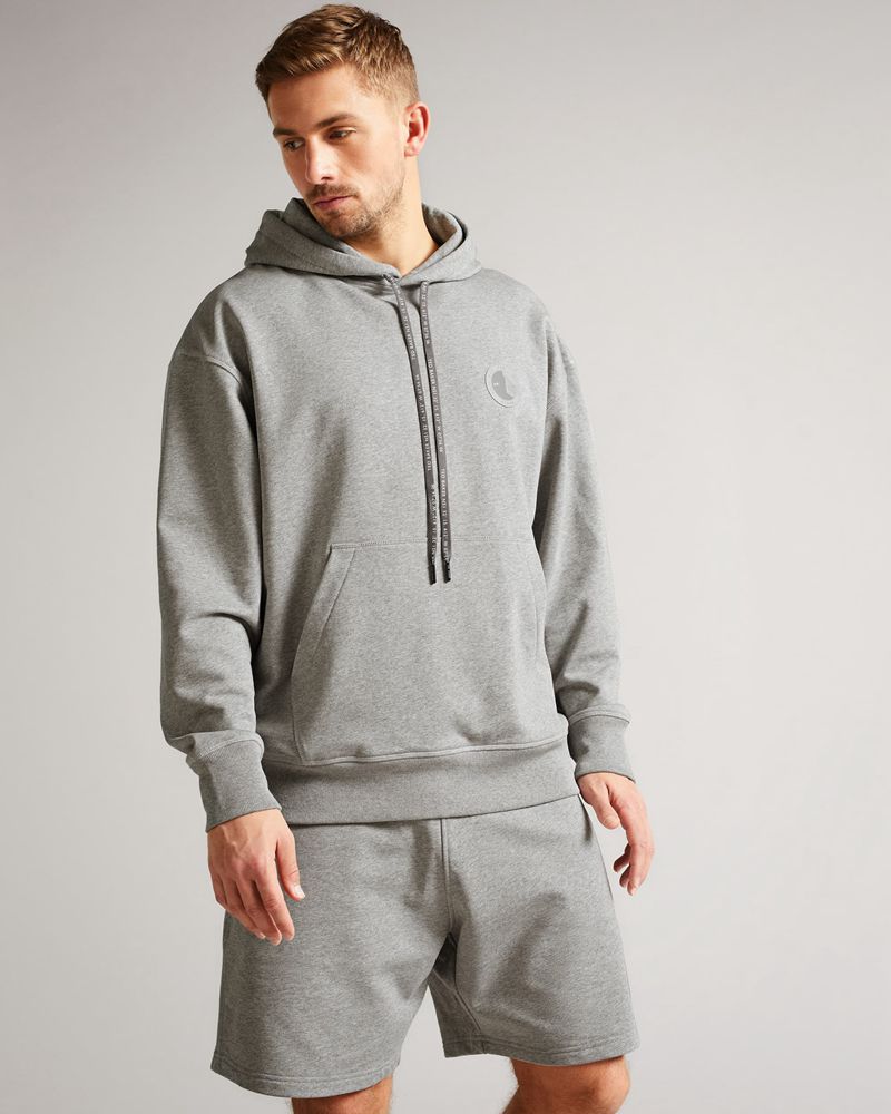 Ted Baker Owenns Relaxed Fit Hoodie Blast Herr Gray | RTS-153698