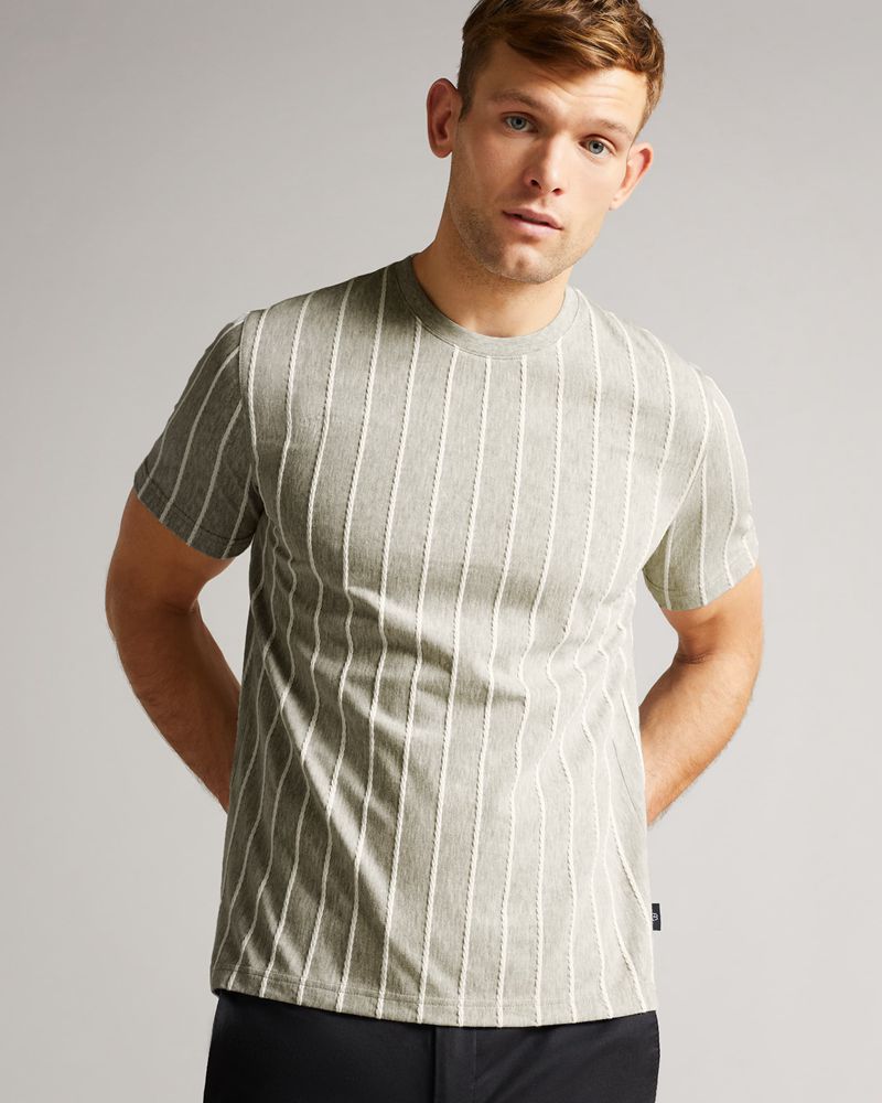 Ted Baker Oxberry Sleeve Striped T Blast Herr Gray | KSN-826150