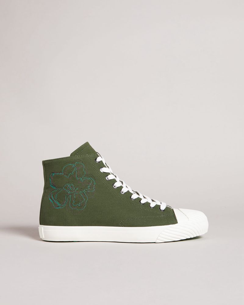 Ted Baker Rannip Magnolia Embroidered Sneakers Herr Khaki | COA-542107