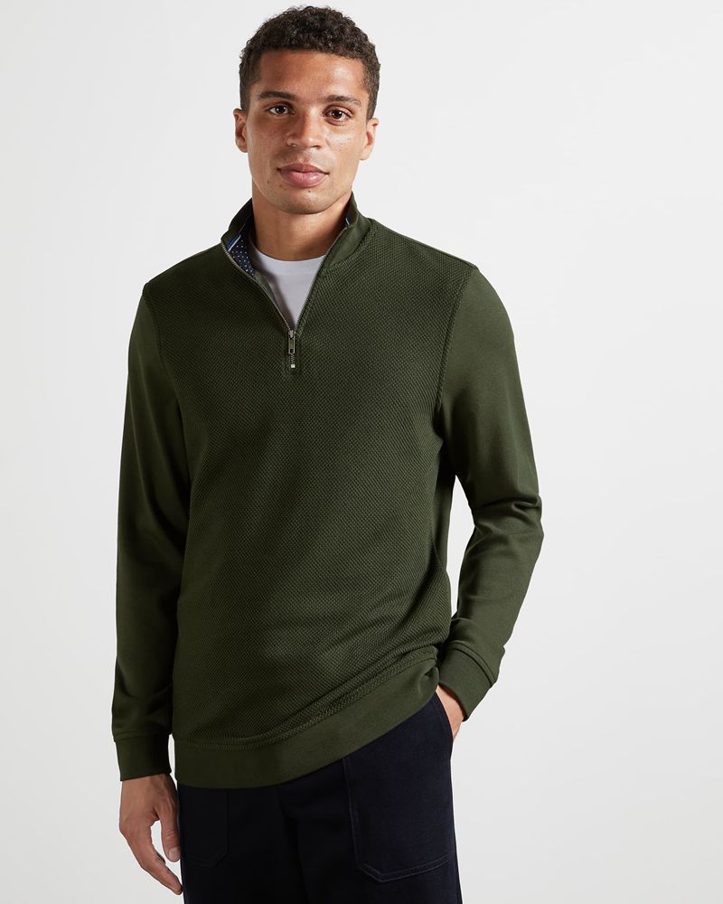 Ted Baker Rebal Ls Funnel Neck Layering Blast Herr Khaki | TFP-428579