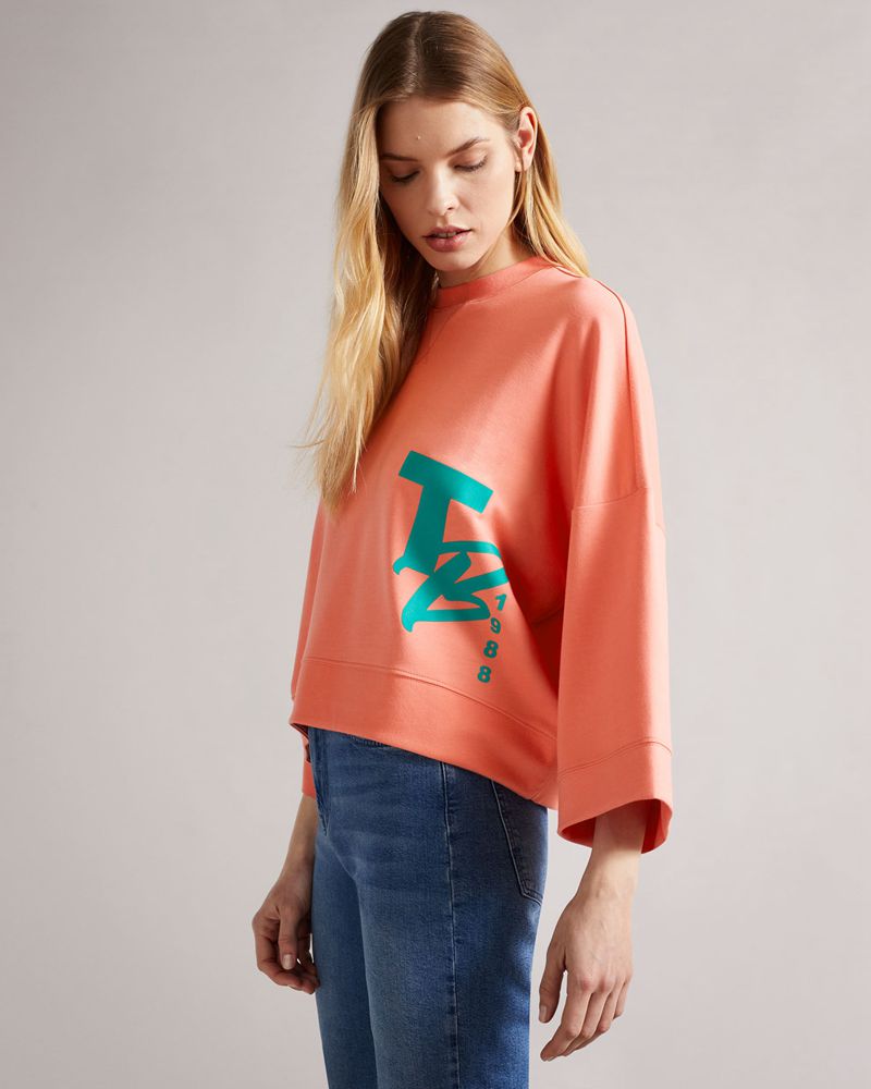 Ted Baker Romana Cropped With 3/4 Sleeve Blast Dam Orange | UDT-589370