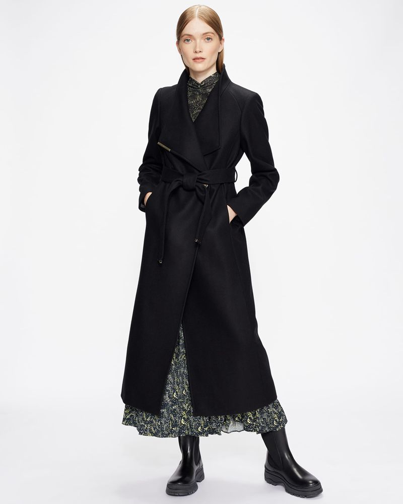 Ted Baker Rosell Long Length Wool Wrap Rockar Dam Svarta | KZH-938401