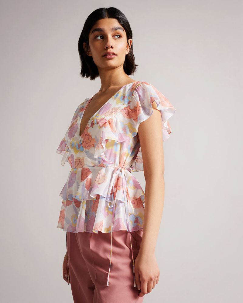 Ted Baker Rowyn Frill Detail With Detail Blast Dam Olika Färger | SUI-023895