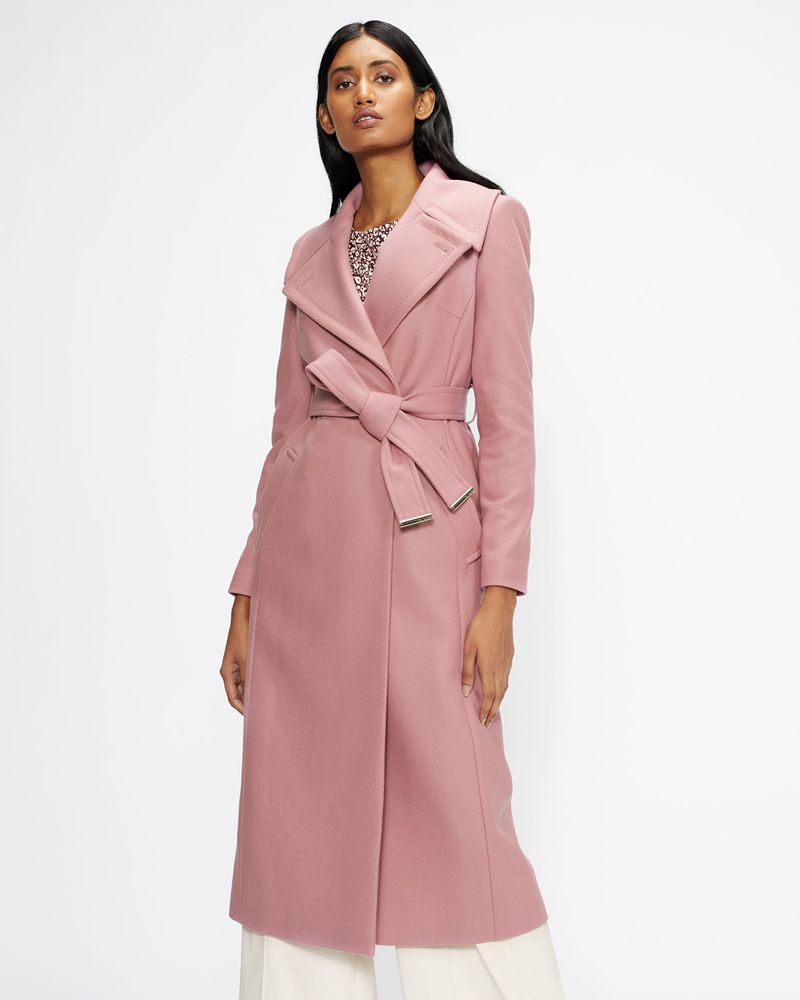 Ted Baker Rrosiey Wool With Oversized Collar Jacka Dam Rosa | GFD-971832