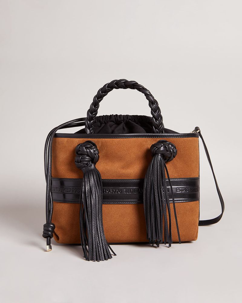 Ted Baker Saffya Branded Tassel Detail Mini Tote Crossbody Väska Dam Bruna | OEI-287935