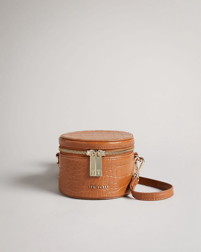 Ted Baker Salmaa Croc Faux Läder Drum Crossbody Väska Dam Bruna | JQP-672395