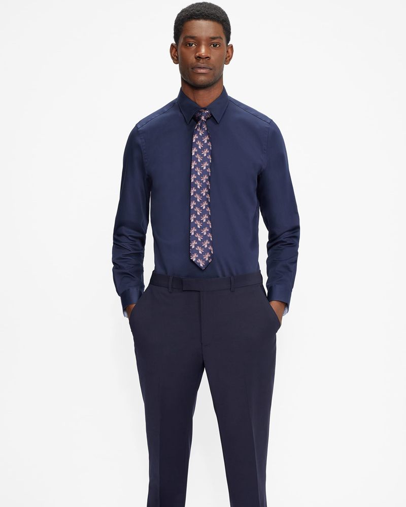 Ted Baker Sicilss Slim Fit Skjorta Herr Marinblå | JHN-973650