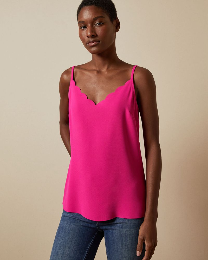 Ted Baker Siina Scallop Neckline Cami Blast Dam Rosa | DRL-582371