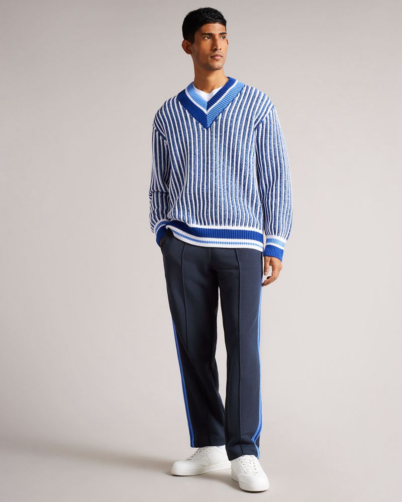 Ted Baker Sloans Jersey Jogger With Stripe Detail Byxor Herr Marinblå | YFX-286410