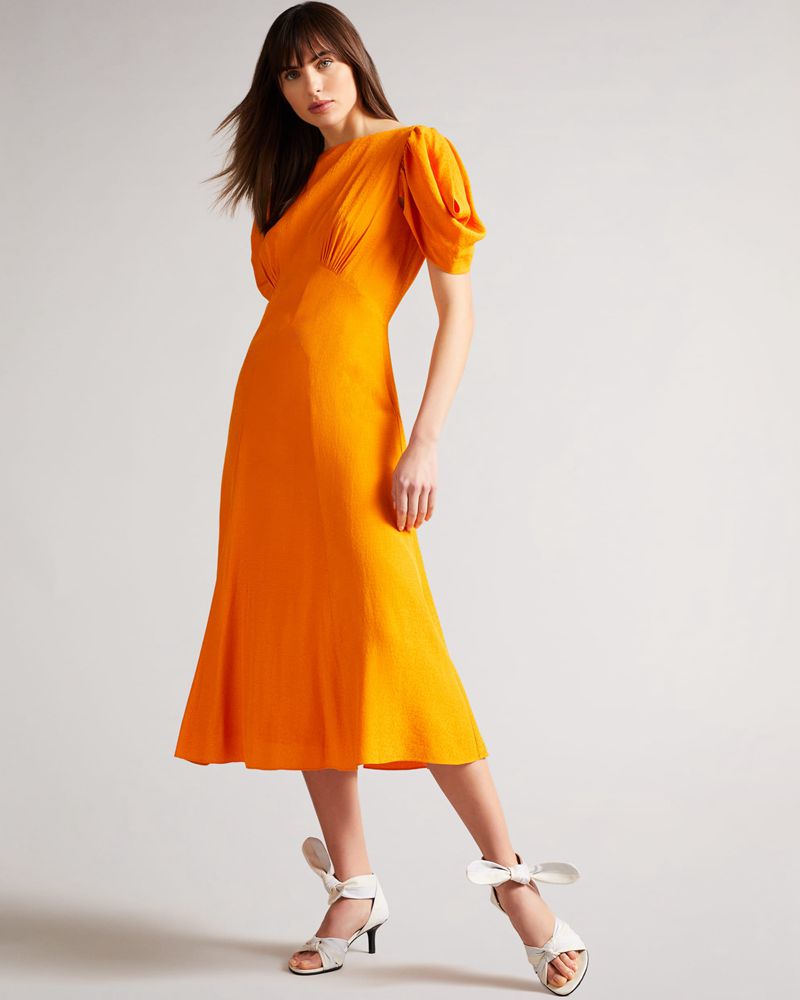 Ted Baker Tulipi Panelled Midi Tea Klänning Dam Orange | CWP-965743