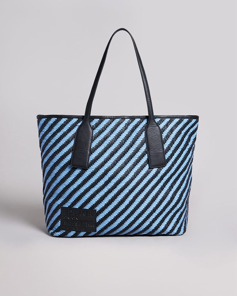 Ted Baker Wovey Woven Läder Large Shopper Väska Dam Blå | YGI-498076